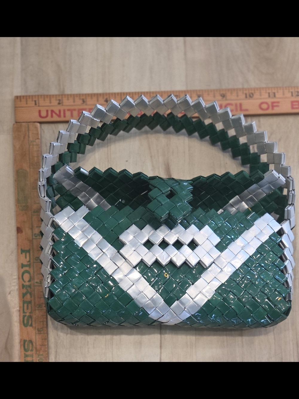 Handmade Green & Silver Shoulder Bag